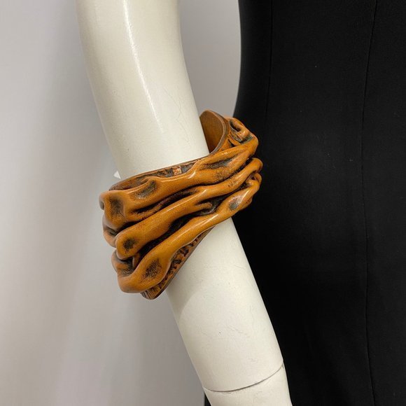 Mark Giusti Leather Bracelet 3-D Sculpted NWT - Picture 2 of 6